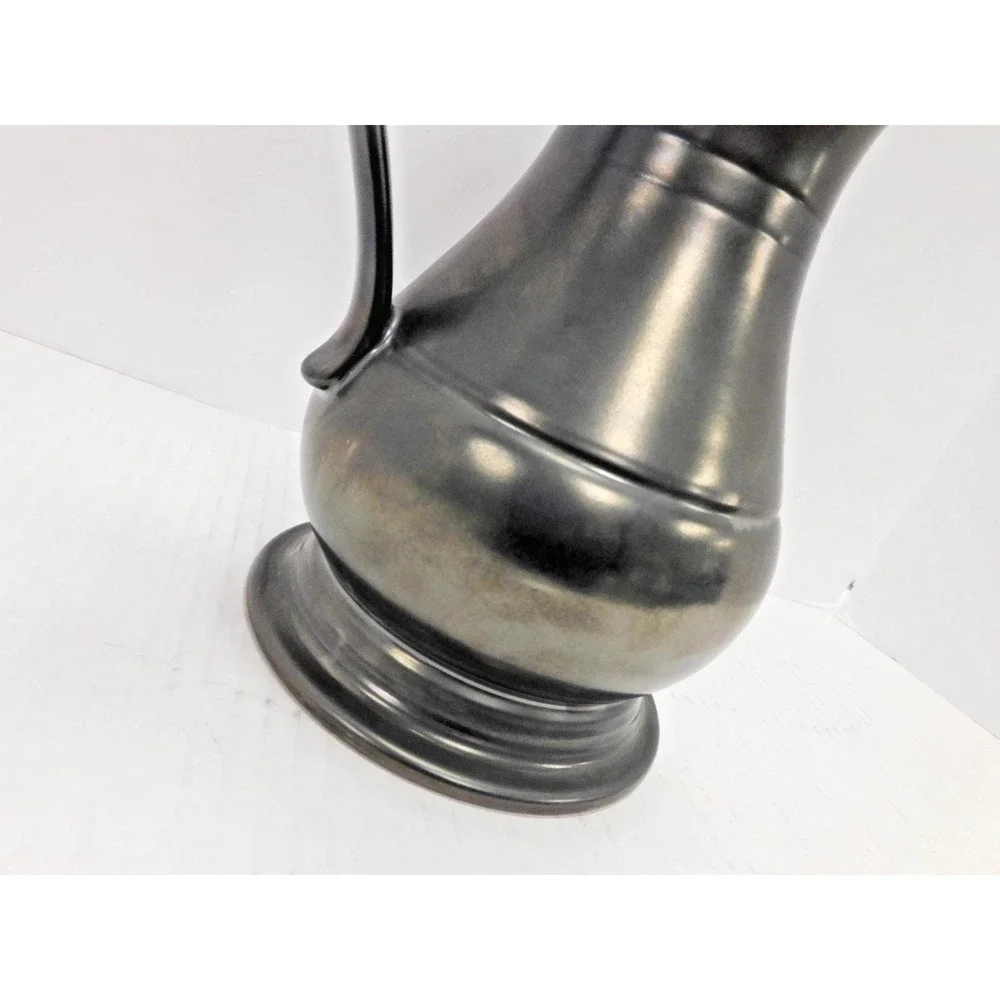 Vtg Lusterware Black Pewter Ceramic Pitcher Jug Vase Beswick England 2127 EJ253